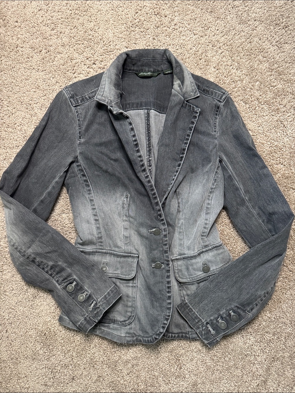 Eddie Bauer Faded Gray Denim Blazer Jacket
